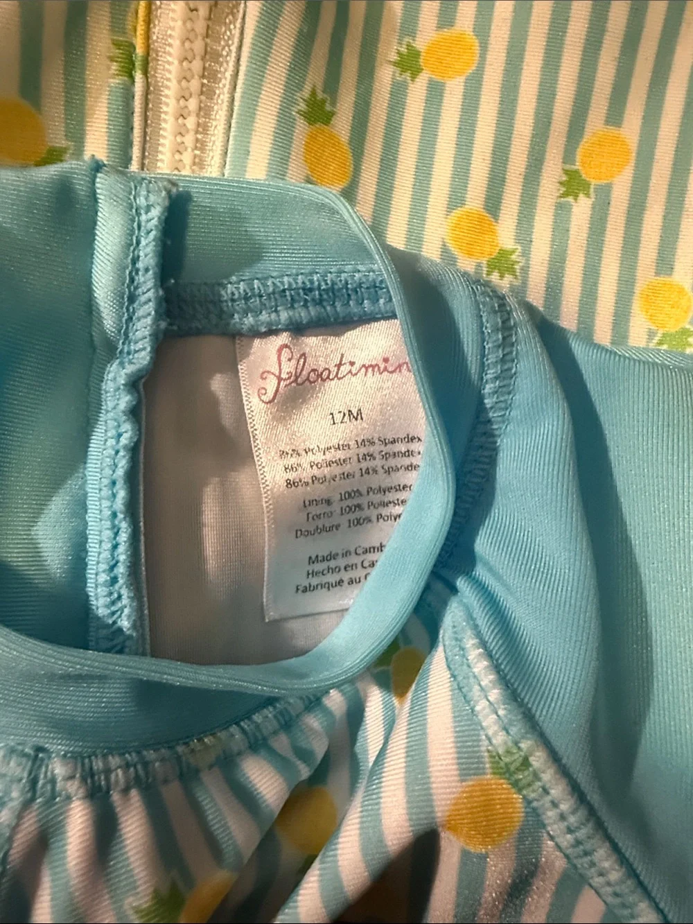 Floatimini Light Blue One-Piece Swimsuit with Yellow Lemon Print